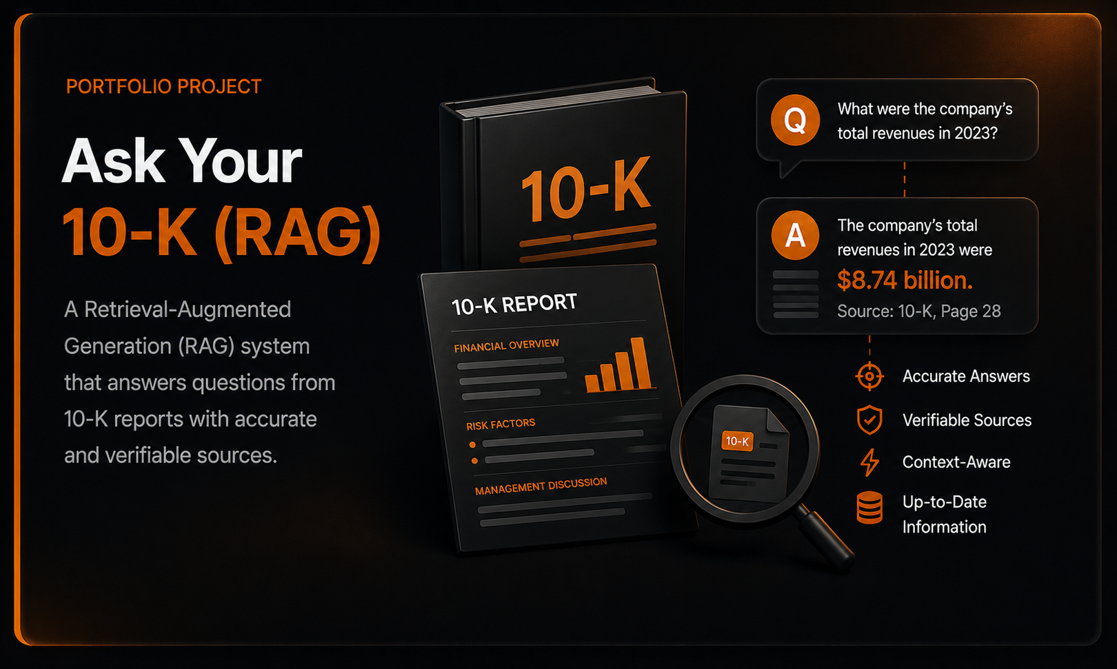 Ask Your 10-K - dark theme preview