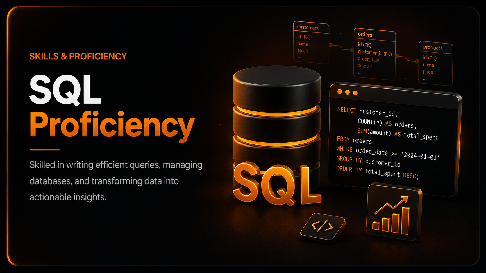 SQL Proficiency - dark theme preview